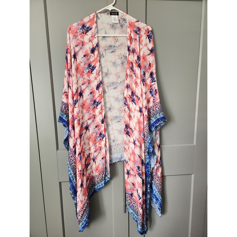 New Saachi Cover Up Tie Dye Butterfly Anthropologie Kimono Duster Cover-up Nwot - Picture 3 of 5